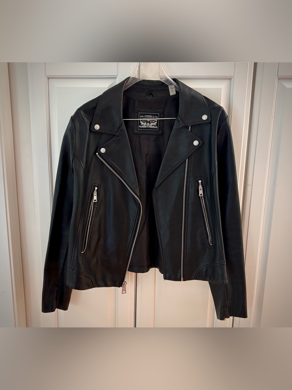 Levi's Black Faux Leather Moto Jacket with Silver Hardware